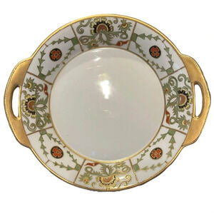 Antique Hand Painted Nippon Gold Embossed Serving Dish Tray Bowl
